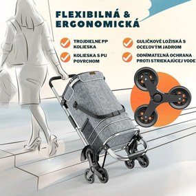 Nákupná taška na kolieskach do schodov COMFORT,50l, šedá Jurhan