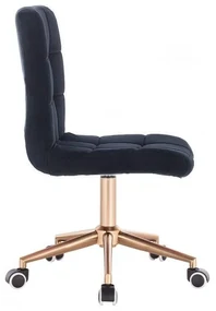 LuxuryForm DESIGN Stolička TOLEDO VELUR na zlatej podstave s kolieskami - čierna