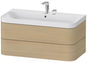 DURAVIT Happy D.2 Plus c-shaped závesná skrinka s nábytkovým umývadlom s dvomi otvormi, 2 zásuvky, 975 x 490 x 480 mm, dub Mediterrane, HP4348E7171