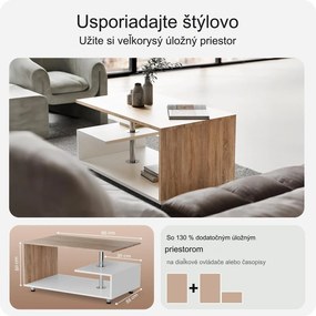 InternetovaZahrada Konferenčný stolík Orlando 95x55x50 cm - biela/dub
