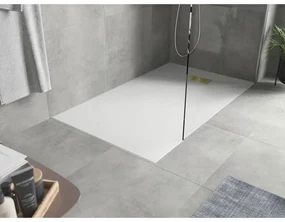 Mexen Hugo, obdĺžniková sprchová vanička SMC 150 x 80 cm, biela, zlatá krytka, 42108015-G
