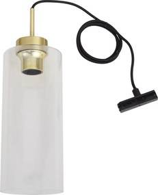 Art Deco závesná lampa zlatá s čírym sklom pre 1-fázový koľajnicový systém - Iconic Laura