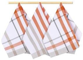 Bellatex Kuchynská utierka káro oranžová, 50 x 70 cm, sada 3 ks