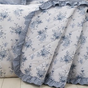 Bielo-modrý prešívaný pléd 220x230 cm Lucie Floral Frill – Catherine Lansfield