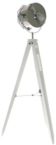 Dekorstudio Podlahová lampa TRIPOD na bielej trojnožke s chrómovaným tienidlom 153cm