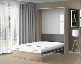 Nabytekmorava Sklápacia posteľ VS 1054 P - 200x160 cm A nosnosť postele: štandardná nosnosť, farba lamina: buk/biele dvere