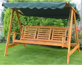 Zeleno-hnedá drevená záhradná hojdačka Eden – Rojaplast