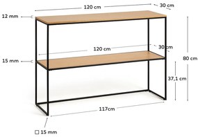 Konzolový stolík v dekore duba 120x30 cm Yona - Kave Home