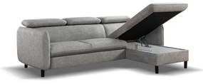 Rozkladacia rohová sedacia súprava do L s úložným priestorom NISA sivá pravá