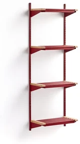 Regál na topánky JEPPE so 4 policami, základná sekcia, 1790x600x310 mm, červená/breza