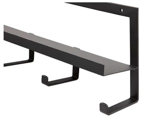 Čierny kovový nástenný vešiak s poličkou Quinn – WOOOD