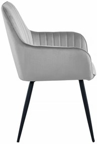 Set dvoch jedálenských stoličiek SOLDEN  zamatové strieborné / sivé (čierne nohy) (2ks)