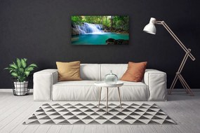 Obraz na plátne Vodopád jazero les príroda 140x70 cm