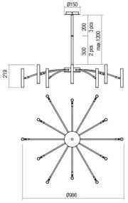Redo 01-2774 - Luster na tyči RAYEN 12xG9/10W/230V bronz