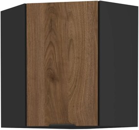 Horná rohová kuchynská skrinka Manana 60x60 GN 72 1F 45 (korpus: čierna matná + front: orech okapi). Vlastná spoľahlivá doprava až k Vám domov. 1134969