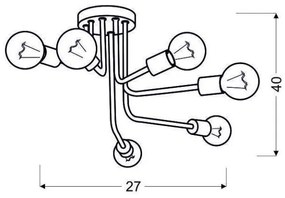 Prisadený luster SPILL 6xE27/60W/230V