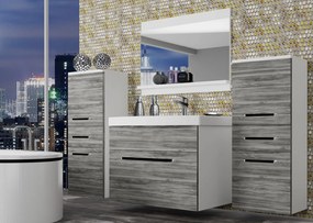 Kúpeľňový nábytok Belini šedý antracit Glamour Wood + umývadlo + zrkadlo  ROD M 4/0/W/GW/0/ZW