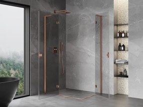 Mexen Mist-H L Duo, 2-krídlový sprchový kút 120 x 115 cm, číre sklo, medený matný profil, 8A5L-120L-115P-65-00
