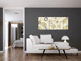 Abstraktný obraz s púpavami (120x50 cm)