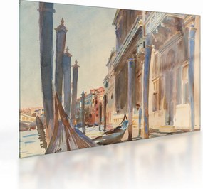 Sklenený obraz - John Singer Sargent, Gondola Moorings on the Grand Canal, reprodukcia (70x50 cm)