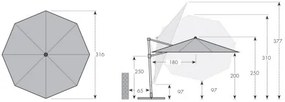 Derby RAVENNA 330 cm - veľký záhradný výkyvný slnečník s bočnou tyčou - 2. akosť (S283)