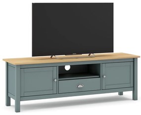 TV stolík sivozelený z borovicového dreva 158x53x40 cm Misti – Marckeric