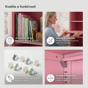 Kovová polica Alex, 448 x 360 x 20 mm, Fresh Style: púdrovo ružová