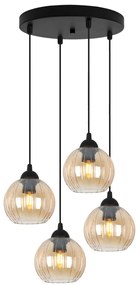 Závesné svietidlo Costa, 4x medové sklenené tienidlo, b, o