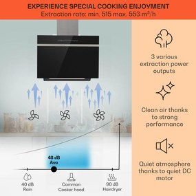 Klarstein Ava 60 Smart, digestor, 60cm, nástenný, WiFi, A++, 515 m³/h, dotykový displej