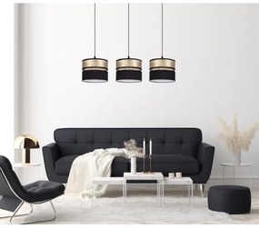 Luster na lanku LIMA 3xE27/60W/230V zlatá/čierna