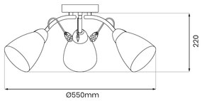 Stropné svietidlo Pireus, 3x biele sklenené tienidlo, ch