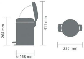 Brabantia Pedálový kôš NewIcon 3L Žiarivo červená