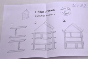 Detská domčeková knižnica biela s ružovou strieškou