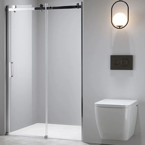 BPS-koupelny Posuvné sprchové dvere HYD-PD03B 100 chróm/transparent pre inštaláciu do niky + vanička HYD-OSV-SXL03C 100x80 biela