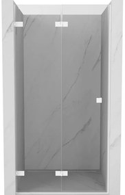 Mexen, Mexen Lunar-F skladacie ľavé sprchové dvere 75 cm, priehľadné, biele - 836-075-000-20-00-L