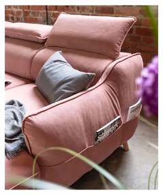 Svetloružová zamatová rozkladacia rohová pohovka do "U" (ľavý roh) Sweet Harmony – Miuform