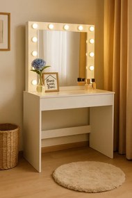 Toaletný stolík PEARL so zrkadlom a LED osvetlením PHO9452