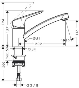 Hansgrohe Logis M31, kuchynská páková batéria 120, 1jet, chrómová, HAN-71830000