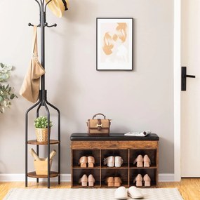 Botník s lavicí a úložným prostorem Vasagle Carmio 80 cm černý/hnědý