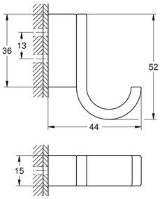 GROHE 41039AL0 -Háčik na župan SELECTION 5,2 cm × 1,5 cm × 4,4 cm grafit