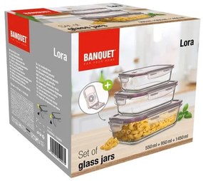 Banquet Sada sklenených dóz Lora 3 ks