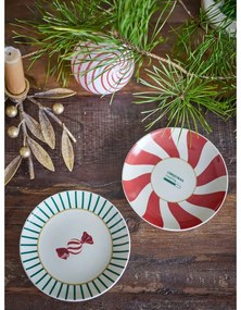 Červeno-krémové dezertné taniere s vianočným motívom z kameniny v súprave 2 ks ø 12,5 cm Yule – Bloomingville