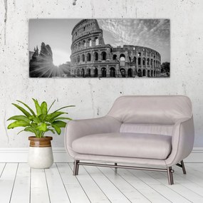 Obraz - Koloseum v Ríme, čiernobiele (120x50 cm)