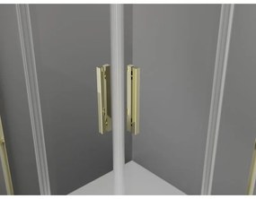 Mexen Exo, posuvný štvorcový sprchový kút 80 x 80 cm, číre sklo, zlatá, 8111-080-080-50-00