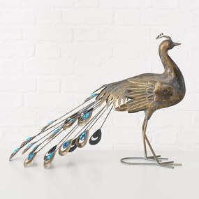 Záhradná kovová figúrka Pavo, 47x64 cm, hnedá