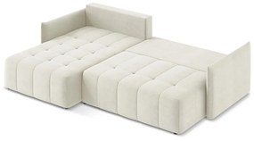 Béžová rozkladacia/s úložným priestorom rohová pohovka (ľavý roh/s leňoškou) Moku – Makamii