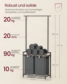 Kôš na bielizeň s tyčou na oblečenie BLH241G01