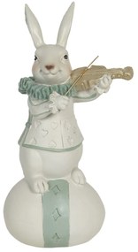 Veľkonočné dekorácie bieleho králika s husľami na vajíčku - 8 * 7 * 17 cm