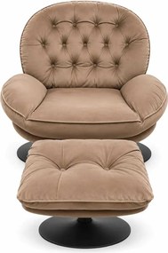 LuxuryForm DESIGN Otočné kreslo LUNA s podnožkou - latte