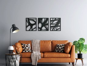 drevko 3-dielny drevený obraz Moderna Rozmer obrazu: 24,5 x 65 cm, Farba dekorácie: Čierna